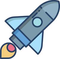Rocket linear color illustration vector