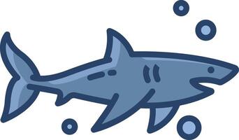 Shark linear color illustration vector