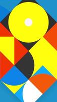 Colorful geometric design with moving figures. Motion. Bright moving figures in modern graphic design style. Retro style of geometric patterns of 80s video