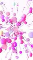 White background. Motion.A bright salute of pink and purple particles exploding in different directions in animation. video