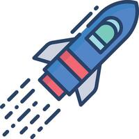 Rocket linear color illustration vector