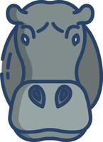 Hippo linear color illustration vector
