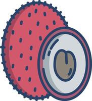 Lychee linear color illustration vector