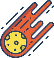 Asteroid rock linear color illustration vector