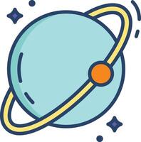 Saturn Planet linear color illustration vector