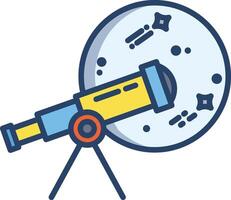 Telescope linear color illustration vector