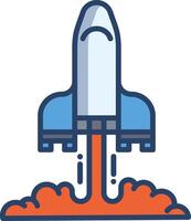 Rocket linear color illustration vector