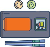 veg sushi linear color illustration vector