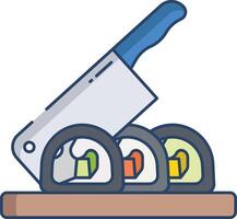Spicy Tuna Roll linear color illustration vector