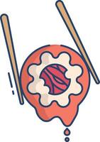 Uramaki sushi linear color illustration vector