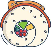 California Roll sushi linear color illustration vector