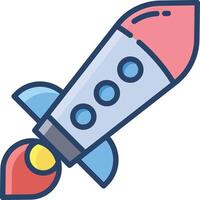Rocket linear color illustration vector