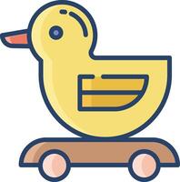 duck toy linear color illustration vector
