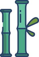 Bamboo linear color illustration vector