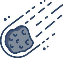 Asteroid rock linear color illustration vector