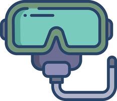 snorkeling mask linear color illustration vector
