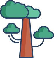 Eucalyptus tree linear color illustration vector