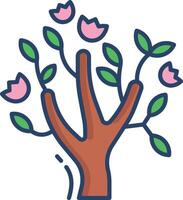 magnolia tree linear color illustration vector