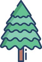 Pine Tree linear color illustration vector