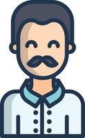 Man, male avatar linear color illustration vector
