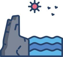 island linear color illustration vector