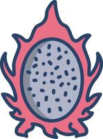 Dragon fruit linear color illustration vector