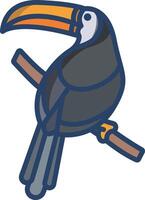 Toucan linear color illustration vector