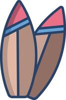 Surfing board linear color illustration vector