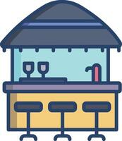 Beach bar linear color illustration vector