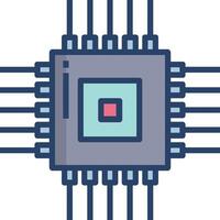 cpu chip linear color illustration vector