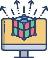 Computer linear color illustration vector