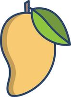Raw Mango linear color illustration icon vector