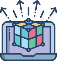 Laptop linear color illustration vector