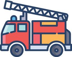 Fire truck linear color illustration vector