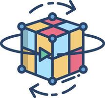 3d cube linear color illustration vector