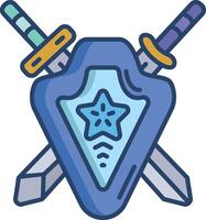 shield and sword linear color illustration vector