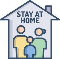 Stay at home linear color illustration vector