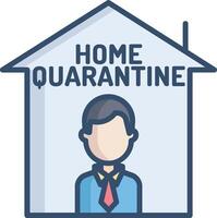 Home quarantine linear color illustration vector