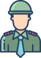 Army officer linear color illustration vector