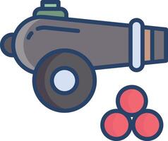 Cannon linear color illustration vector