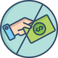 No Cash linear color illustration vector