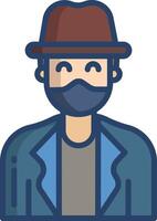 robber linear color illustration vector