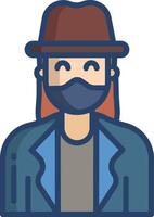 robber woman linear color illustration vector