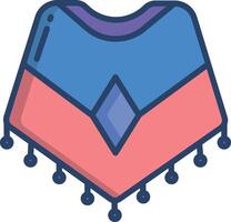 poncho linear color illustration vector