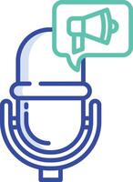 Mic outline color illustration vector