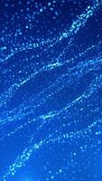 Luminous particles move in wavy stream. Motion. Wavy streams of energy with pollen and moving balls. Glowing particles rise about from wavy stream video