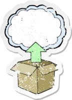 retro distressed sticker of a cartoon upload to the cloud drawing png