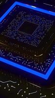 Advanced technology concept. Design. Visualization of a microchip created by Artificial Intelligence, digitalization of neural networking. video