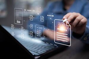 Analytics and Data Management Systems. Business Analytics and Data Management Systems to make reports with KPI and metrics connected to the database for technology finance photo