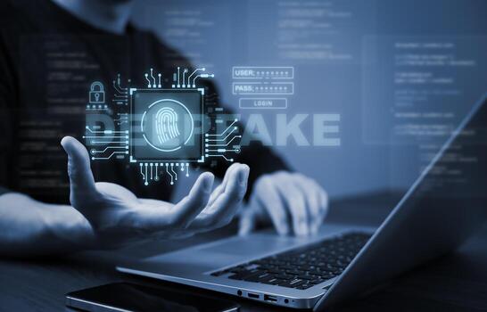 Deepfake concept ,Facial tracking, detection and recognition technology, Security system. Concept of technology and innovation, as well as the idea of creating something new or unique photo